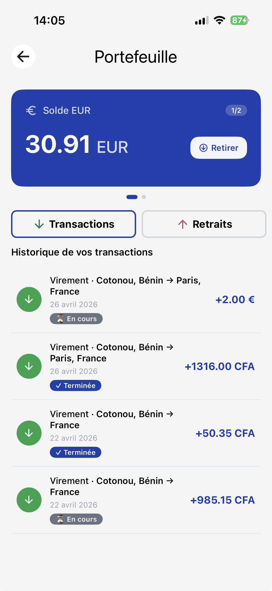 Portefeuille et paiements sur Skilo